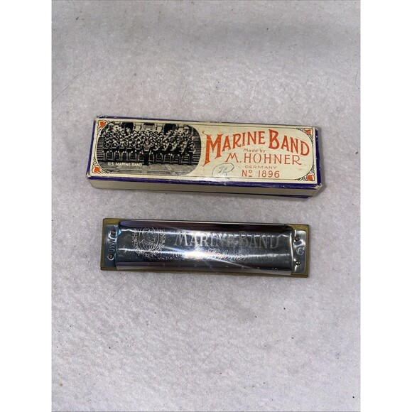 Vintage M Hohner Marine Band Harmonica #1896 Model A440 Made In Germany Military - Picture 1 of 5
